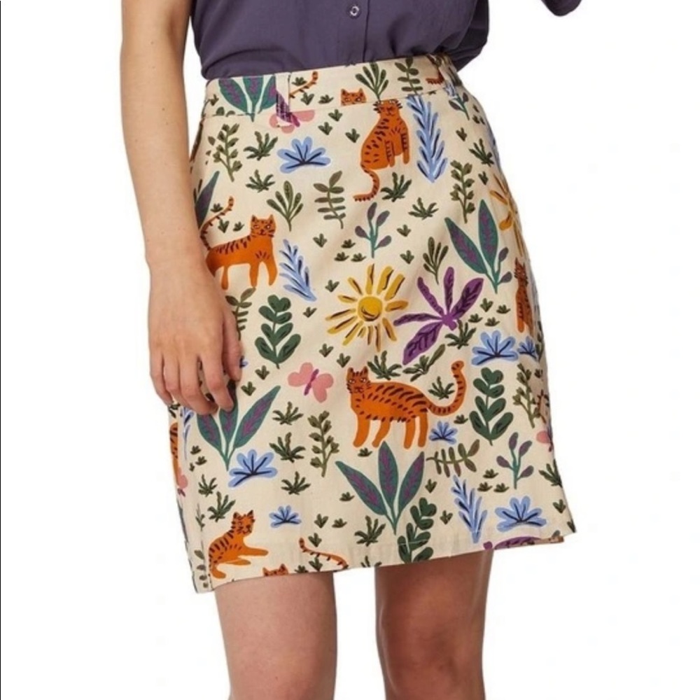 Princess Highway Tiger Skirt a-line linen blend print